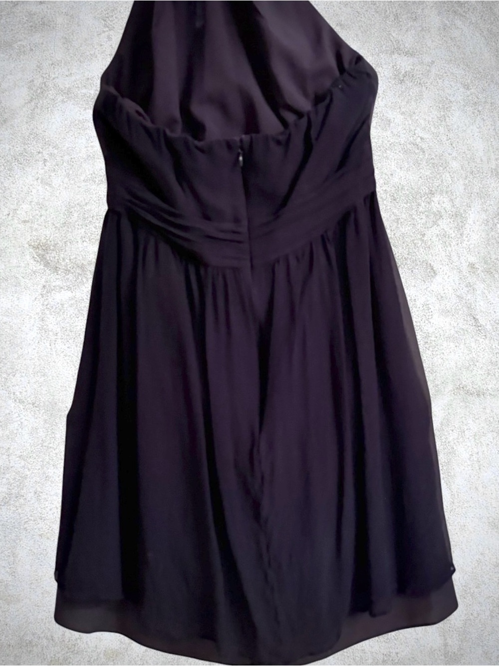 Ann Taylor 100% Silk Halter Dress Navy Sz 6 Tie Neck Pleated Chiffon Formal Mini - Picture 10 of 14